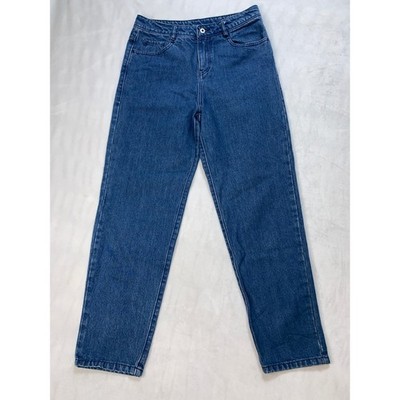 JNBY Blue Denim Jeans Size L High Waist Tapered Leg Casual Genuine Handcrafted