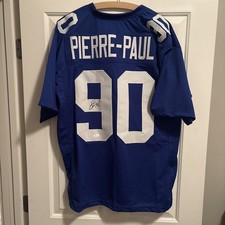 Autographed/Signed Jason Pierre-Paul JPP New York Blue Football Jersey JSA COA