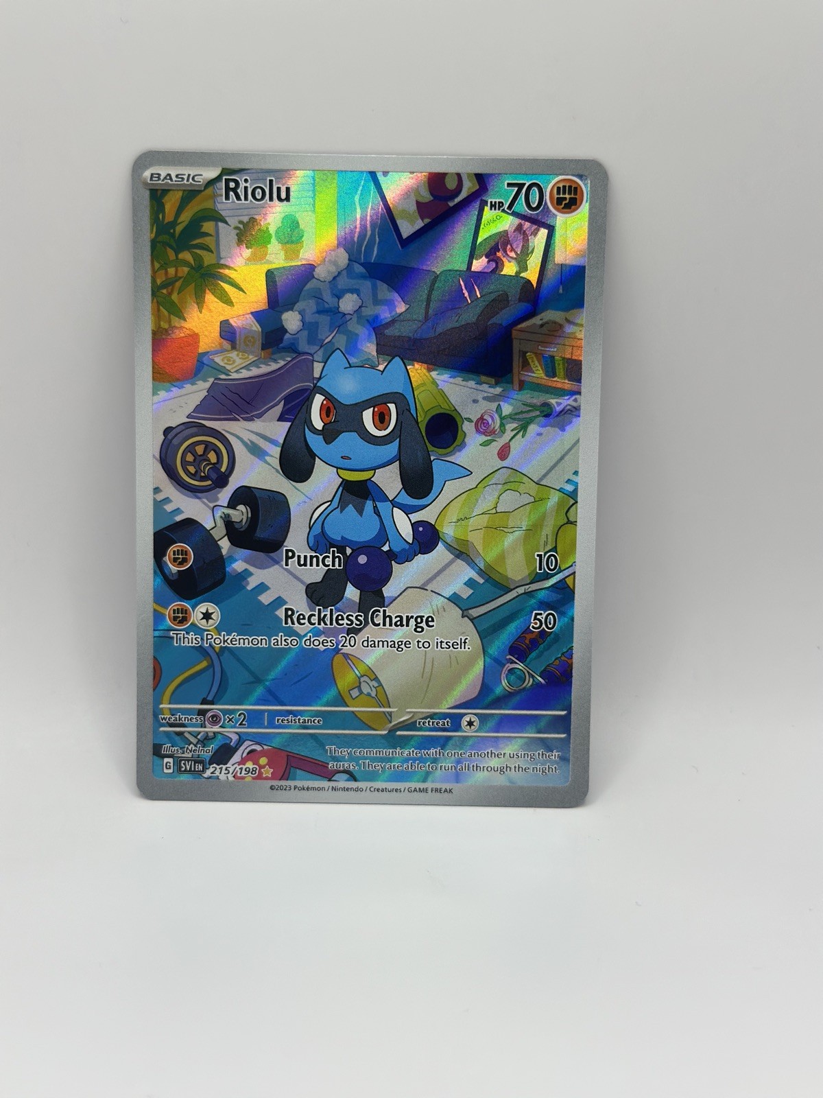 Riolu Pokemon TCG Scarlet Violet Base Full Art IR Illustration Rare 215/198- NM
