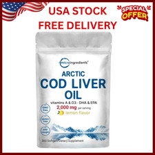 Cod Liver Oil 2,000Mg per Serving, 360 Softgels  Lemon Flavored   Burpless  ...