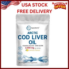 Cod Liver Oil 2,000Mg per Serving, 360 Softgels | Lemon Flavored – Burpless –...