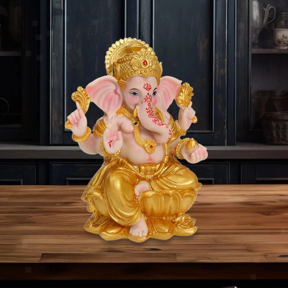Resin Elephant Ganesha Buddha Statue Collection Decorative Sculpture Tabletop Foto 2 de 4