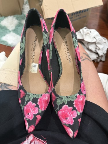 Christian Siriano for Payless Floral Pointed Toe Stiletto Pumps Black Pink Green