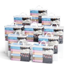 10PACK Clear Zippered Storage Bags for Clothes 22L Closet Organizers Bag and ...