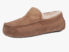 UGG Men's Ascot Slippers Shoes Chestnut Sheepskin Suede Size 8 NEW IN BOX