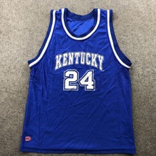 Vintage Kentucky Wildcats Jersey Boys Large Blue NCAA Basketball Satin 90s