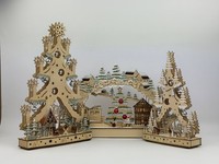 Holz Weihnachtsdeko Set 3D Lichterbaum Und Winterdorf Led Fensterdeko