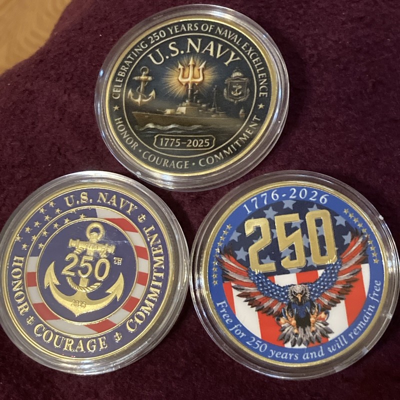 3 Colorized Copper NAVY 250 Anniversary Rds  2026 Capsuled 3