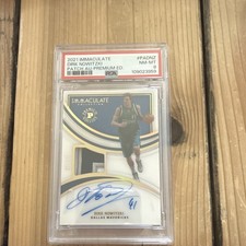 Panini 2021-22 Immaculate Dirk Nowitzki PA-DNZ Premium Ed Patch Auto PSA 8 /15 