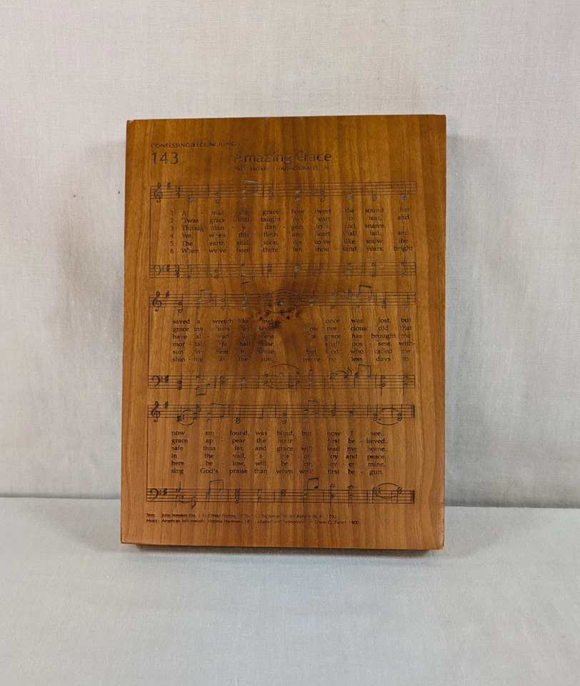 Amish Laser Wood Engraved Hymn Sheet Music Cherry Wood Song Amazing Grace Gift - Image 2 of 4
