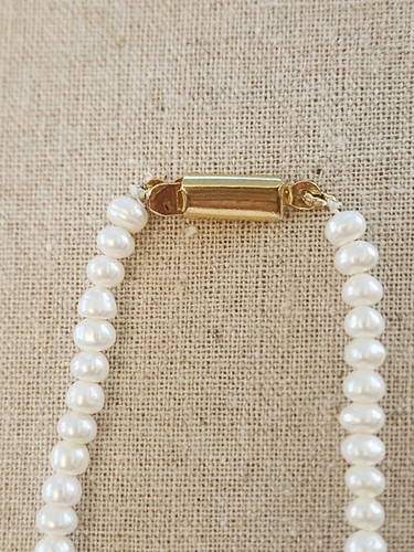 Freshwater Pearl Necklace Cat Eye Peach Colored Bezel Setting Drop - 第 5/12 張圖片