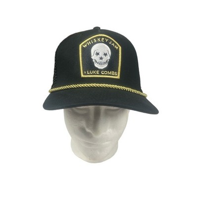 Whiskey Jam x Luke Combs World Tour Hat Black Gold Trucker Skull Cap Fan