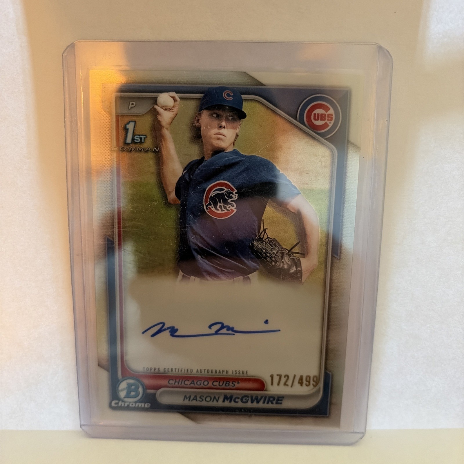 Mason McGwire 2024 Bowman Chrome 1st Refractor Auto #'d /499 Cubs CPA-MM