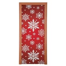 Qilmy Christmas Snowflake Door Cover Washable High Elastic Fabric Waterproof 