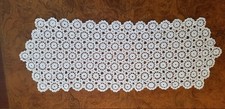 Handmade Crochet Lace Table Runner 37" X 13.5" Cream Floral Pattern Vintage Deco