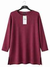 Image of Yours Burgundy Ribbed Longline Jumper Size 22/24 Side Split BNWT