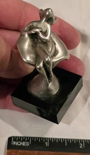 925 Sterling Silver Figurine of Woman in Flower on Base, by Devora Jaron, Israel