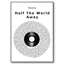 Oasis Music Poster, Half The World Away Vinyl Poster, Oasis Print, A4 Wall Art