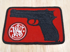 Vintage SMITH WESSON S W Pistol Gun Sew On Patch Logo Advertising Firearm