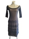 Vintage Betsey Johnson Black Dress M Sheer Mesh Polka Dot Goth Stretch 90s