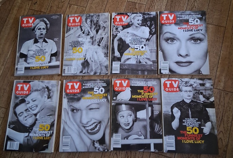 Lot of 8 TV Guide Magazines, Oct. 2001, The 50 Funniest Moments Of I LOVE LUCY
