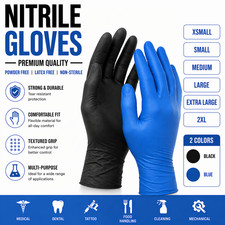 Black Blue Nitrile Gloves Disposable Powder Free Latex Free Medical Exam XS-2XL