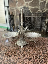 Antique Art Nouveau Cherub  & Angel Figural silver platted Epergne Centerpiece