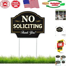 Contemporary No Soliciting Yard Sign - 11.5"x9" with H-Stake for Stylish Homes