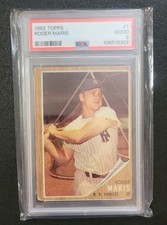 1962 Topps #1 Roger Maris PSA 2 Yankees  Baseball Card Graded 