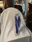 Blue & Clear Art Glass Abstract Couple Figurine Sculpture on Square Base — photo 3