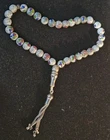 Vintage Chinese Handmade Cloisonne Enamel Prayer Beads Sterling Tassel 33 Beads