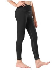 Girl's Fleece Lined Leggings Youth High Waist Warm Winter Athletic Large Black