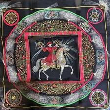 Hermes silk scarf knight design m1 1222