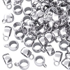 Pndeyo 100pcs Links Bail Beads for Jewelry Making, Hypoallergenic Silver