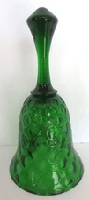 VINTAGE EMERALD GREEN 11" BELL W/ THUMBPRINT/BUBBLE PATTERN