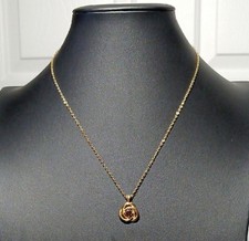 17" Elegant Gold-Tone Rose Pendant Necklace