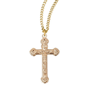 Authentic 16kt Gold Plated Sterling Silver Med. Ornate Cfx Medal Necklace, 20" Chain Boxed