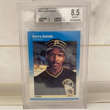 1987 FLEER BARRY BONDS #604 ROOKIE CARD RC PIRATES BGS 8.5. rookie card picture