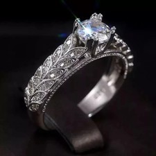 2Ct Round Cut Lab Created Diamond Women's Engagement Ring 14K White Gold Plated