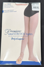 Body Wrappers A45 Pro Seamed Convertible Mesh Back Seam Tights Sz L ballet pink