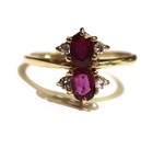 14k yellow gold natural red oval gemstone Ruby .10ct diamond ring 3.2g estate 8 — photo 3