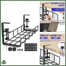 Under Desk Cable Management Tray No Drill Black Steel Organizer 15.7 Inch