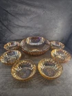 Vintage Carnival Glass Berry Bowls Set of 6 Marigold Iridescent Ribbed Dishes