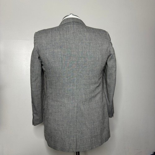 Vintage Tom James Mens 44R 38W 3/2 Roll Gray Check Plaid Two-Piece Suit - Picture 4 of 14