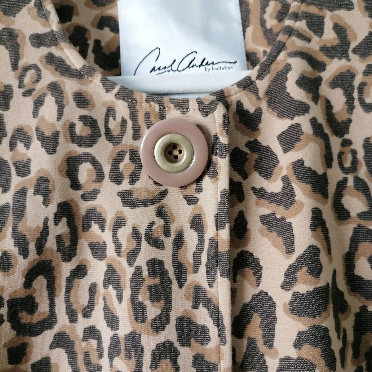 Carol Anderson By Invitation Womens Brown 3/4 Sleeves Knit Leopard 
