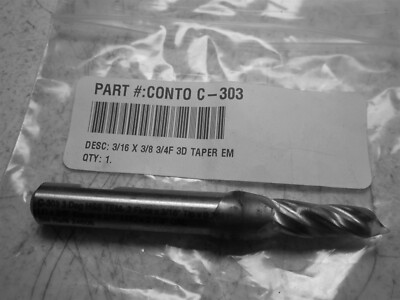 Conical Cutting Tools (C-303) 3/16 x 3/8 x 3/4 x 2-7/8 HSS Tapered End Mill