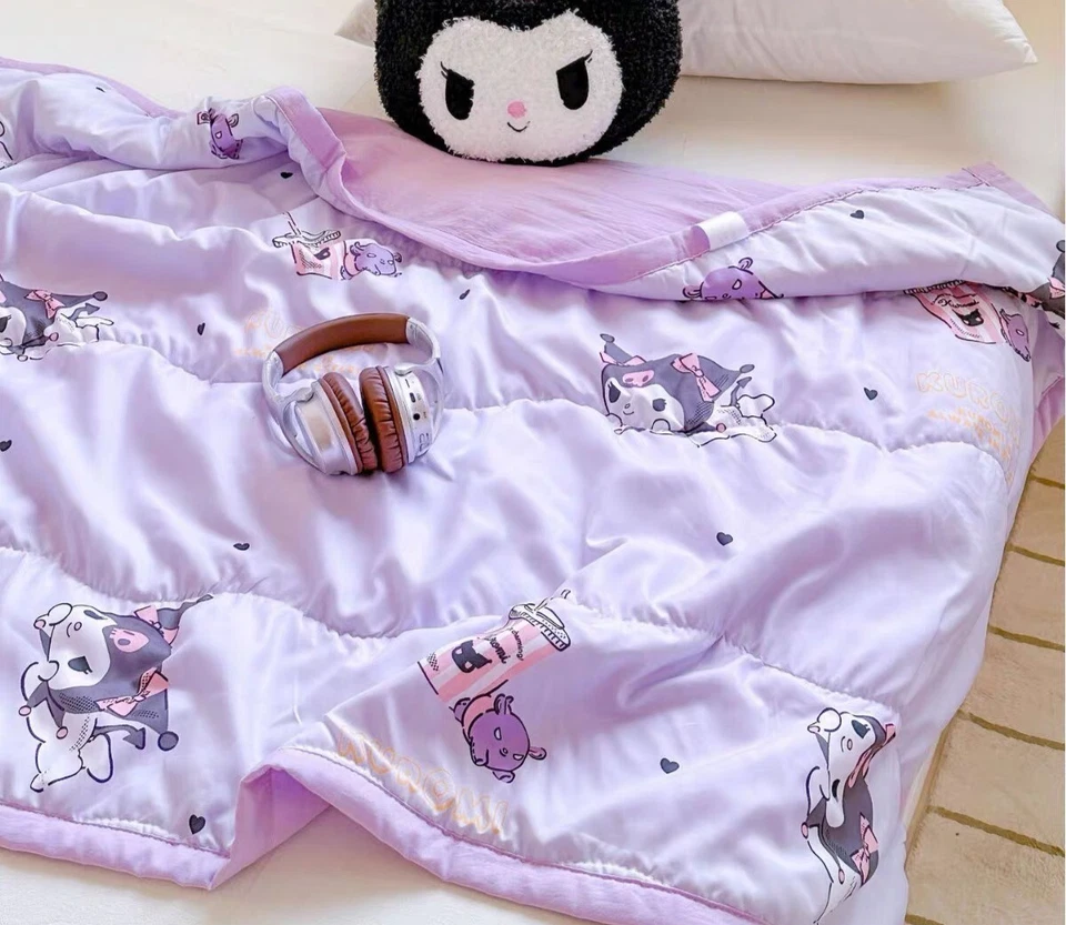 Edredón de verano Sanrio Kuromi Hello Kitty suave ligero edredón de algodón Foto 3 de 4