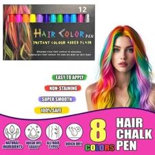 12colors Temporary Colour Hair Dye Chalk pen Great Gifts for girls + Washes Out