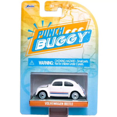 Jada Punch Buggy Slug Bug Volkswagen Beetle White with Stripes Diecast Model Car