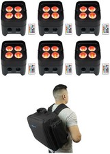  6 Rockville BEST PAR 50 Rechargeable Par Wash Lights w/ Wireless DMX Backpack